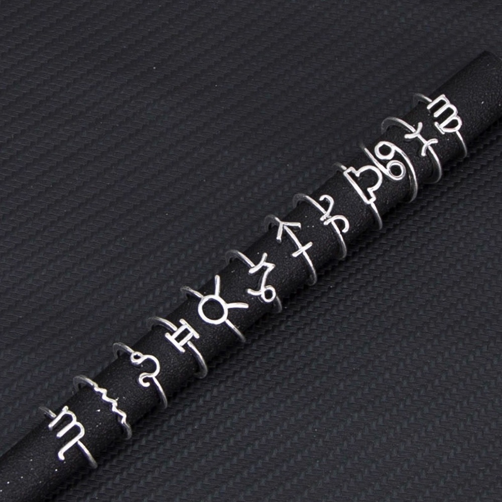 Any 2/$20! Set of 12 Silver Zodiac Boho Midi Rings - Picture 4 of 8
